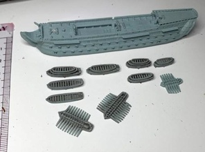 ships boats multiple configurations - single stacked crew wargaming3d 28mm miniature 3d print model - Mito3D