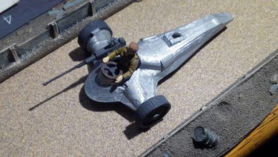 silver dart - wargaming3d 28mm en miniatura de la rabia del camino era prohibición buggy tamaño 2 velocidades 4 luz cañón frente a 3d print model - Mito3D