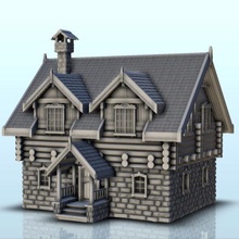 Slav ev taş Odun baca 1 wargaming3d minyatür savaş oyunları aksesuarlarviking mimari inşa etmek Bina inşaat tasarım yapı rakamlar oyun oyunlar Tarih minyatürler Ortodoks Konut 3d print model - Mito3D