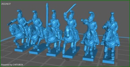 small 15mm epic size french carabiniers 1810-15 - wargaming3d miniature wargamming 1:100 / 15mm, napoleonic 3d print model - Mito3D