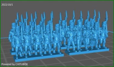 small 15mm epic size french guard grenadiers - wargaming3d miniature wargamming 1:100 / 15mm, napoleonic 3d print model - Mito3D
