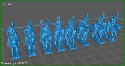 small 15mm epic size french guard lancers 1807-15 - wargaming3d miniature wargamming 1:100 / 15mm, napoleonic 3d print model - Mito3D