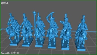 small 15mm epic size french hussars - wargaming3d miniature wargamming 1:100 / 15mm, napoleonic 3d print model - Mito3D