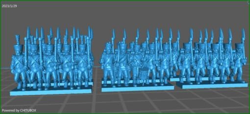 small 15mm epic size french light infantry 1808 campaign uniform - wargaming3d Categories: 1:100 / 15mm, 1700-1900: Horse & Musket, DIGITAL STL FILES 1 100 napoleonic miniature wargamming 3d print model - Mito3D