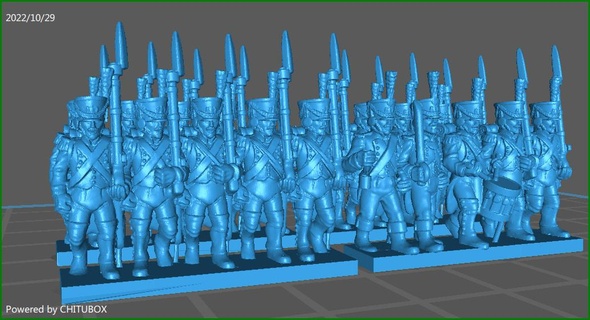 small 15mm epic size french mid guard chasseurs - wargaming3d 1 100 napoleonic miniature wargamming 3d print model - Mito3D