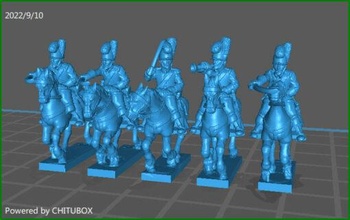 small 15mm epic size portougese cavallery 1806-11 - wargaming3d miniature wargamming 1:100 / 15mm, napoleonic 3d print model - Mito3D