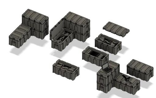 pequeno braços caixotes wargaming3d Categorias 1 56 28mm 1980+ moderno terreno caixote espalhar tampo mesa ultra jogos guerra arma miniatura 3d print model - Mito3D