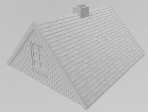small brick building shingle roof - wargaming3d 28mm miniature 3d print model - Mito3D