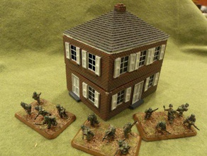 small two story brick building - wargaming3d 28mm miniature wargaming detailed both inside out comes three separate pieces ground floor upper roof can swapped other roofs add variety 3d print model - Mito3D