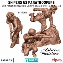 snipers us paratroopers - 28mm wargaming3d miniature wargamming 3d print model - Mito3D