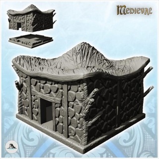square building wave roof stone walls 26 - wargaming3d Categories: 1:100 / 15mm, 1:56 28mm, 1:72 & 1:76 20mm, 500-1500: Medieval, DIGITAL STL FILES, Terrain, Terrain accessories age architecture dark european fantasy game house medieval middle miniatures rose scenery tabletop terrain traditionnal village war wargame miniature wargamming 3d print model - Mito3D
