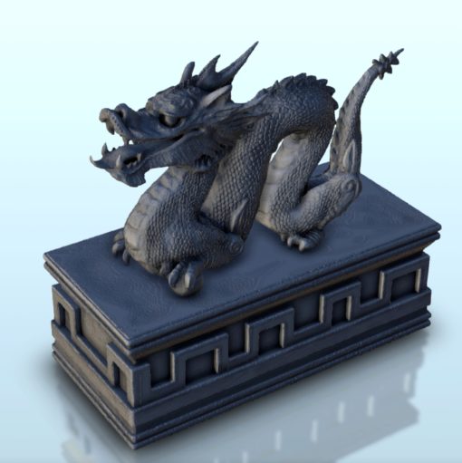 Statue Drachen geschnitzt Base 6 wargaming3d Miniatur Wargaming Zubehör Angkor Bogen Architektur Asien asiatisch Buddhist Tempel bauen Gebäude China Chinesisch Konfuzianismus Konstruktion Dekoration Design Dojo 3D print model - Mito3D