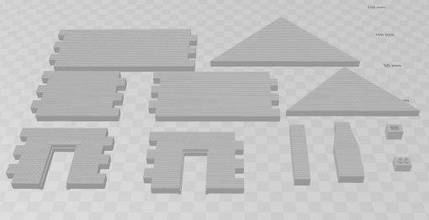 stl building creator set 1 solid walls - wargaming3d 28mm miniature 3d print model - Mito3D