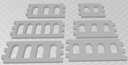 stl building creator set 2 arched windows - wargaming3d 28mm miniature 3d print model - Mito3D