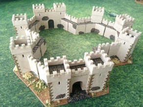 stone city wall - wargaming3d 28mm miniature 3d print model - Mito3D