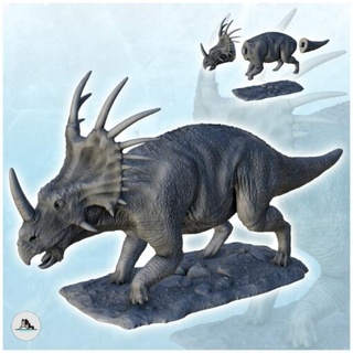 Styracosaurus dinosauro 12 wargaming3d base figura fossile giurassico Jurassic Park lucertola miniatura parco preistoria scala statua wargaming 3d print model - Mito3D