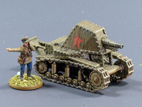 su-18 spg - wargaming3d 28mm miniature self-propelled gun based chassis t-18 light tank simply mounted large box top hull extended out over front supported pair struts one-piece model 3d print model - Mito3D