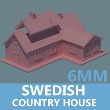 swedish country house - wargaming3d miniature wargamming 1:100 / 15mm, 1:285, 1:300, 1/100, 1/285, 1/300, 6mm, cottage, house, modern, sweden, terrain 3d print model - Mito3D