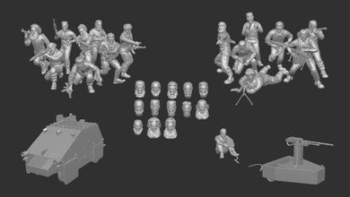 syrian rebels core set - wargaming3d miniature wargamming DIY, mena, pkm, rebel, rpg, syrian, ugv 3d print model - Mito3D