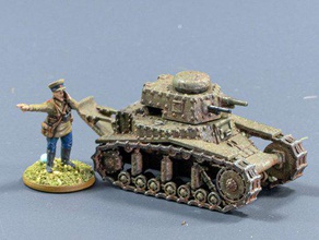 t-18 light tank - wargaming3d 28mm miniature heavily influenced renault ft great war but included many improvements over original like designed small cheap also only had crew two driver commander gunner very slow three-part model consisting hull running gear turret turret-plug 3d print model - Mito3D