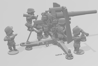 toonkrieg 88 additional crew - wargaming3d miniature wargamming : 1:56 / 28mm, cartoon, German, ToonKrieg, WW 2 3d print model - Mito3D
