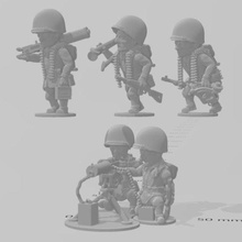 guerre tons américain lourd machine pistolet wargaming3d miniature wargaming dessin animé Afficher 3d print model - Mito3D