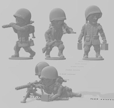 toonkrieg american light machine gun - wargaming3d miniature wargamming cartoon, Toon, ToonKrieg 3d print model - Mito3D