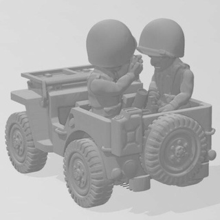 guerra dei toni americano mortaio jeep wargaming3d cartone animato toon miniatura wargaming 3d print model - Mito3D