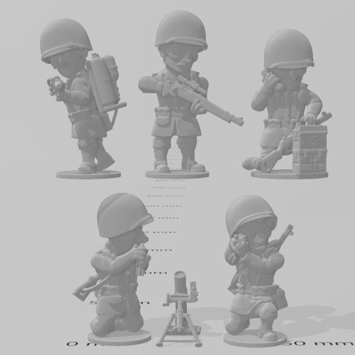 guerra dei toni americano specialisti wargaming3d cartone animato toon miniatura wargaming 3D print model - Mito3D