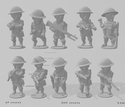 toonkrieg british infantry assaulting set 1 - wargaming3d miniature wargamming cartoon, ToonKrieg 3d print model - Mito3D