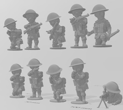 guerre tons Britanique infanterie cuisson ensemble 2 wargaming3d miniature wargaming dessin animé Afficher 3d print model - Mito3D