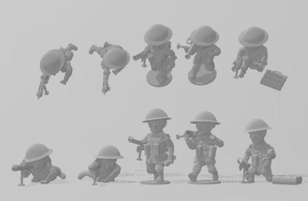 ton savaşı ingiliz tank avcılar wargaming3d minyatür savaş oyunları karikatür piyade 3d print model - Mito3D