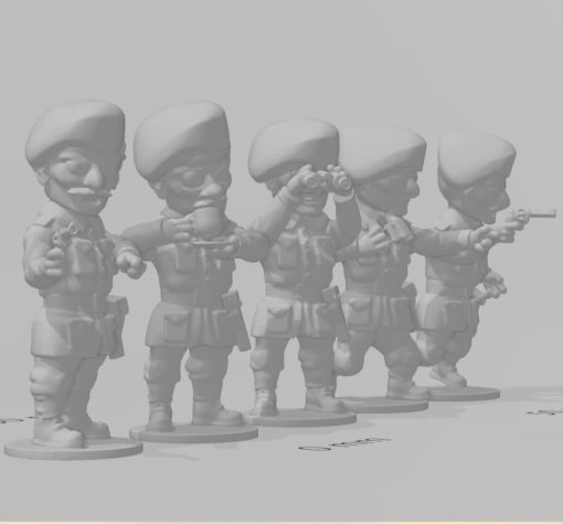 toonkrieg dismounted british tank crew - wargaming3d miniature wargamming cartoon, Toon, ToonKrieg 3D print model - Mito3D