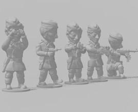 toonkrieg dismounted german tank crew - wargaming3d miniature wargamming cartoon, Toon, ToonKrieg 3d print model - Mito3D