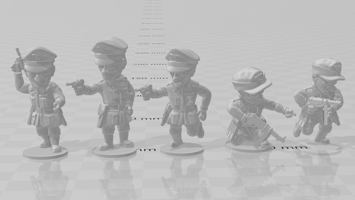 toonkrieg german command - wargaming3d miniature wargamming cartoon, command, German, ToonKrieg, WW 2 3D print model - Mito3D