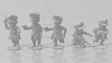toonkrieg german command - wargaming3d miniature wargamming cartoon, command, German, ToonKrieg, WW 2 3d print model - Mito3D