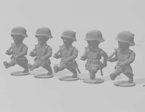 Ton Krieg Deutsche Infanterie marschieren wargaming3d Miniatur Wargaming Karikatur Show 3d print model - Mito3D