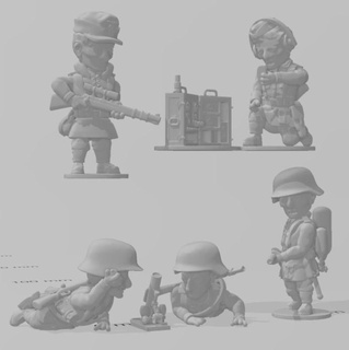 guerra dei toni Tedesco specialisti wargaming3d cartone animato toon miniatura wargaming 3d print model - Mito3D