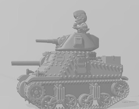guerra dei toni m3 lee concedere serbatoio wargaming3d miniatura wargaming America cartone animato M3 Lee Grant 3d print model - Mito3D