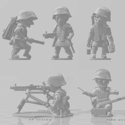 guerra tonos granadero panzer pesado mg tripulación wargaming3d 1 56 28mm 1939 1945 mundial ww2 3d imprimibles alemán históricamente preciso dibujos animados chbi manga toon miniatura juego 3d print model - Mito3D
