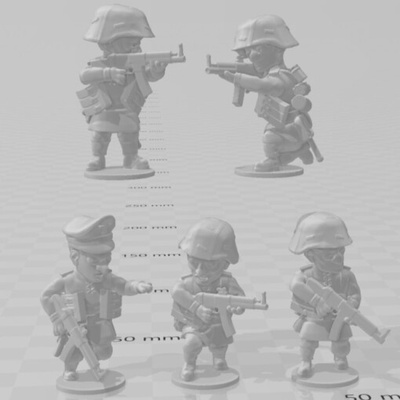 ton krieg panzergrenadiere stg 44 wargaming3d 1 56 28mm 1939 1945 wwii ww2 3d ausdrucke deutsche historisch genau karikatur chbi manga toon miniatur wargaming 3d print model - Mito3D