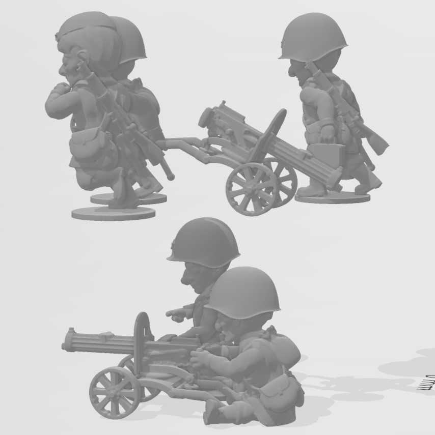 guerra tonos ruso pesado Ametralladora tripulación wargaming3d dibujos animados toon miniatura juego 3D print model - Mito3D