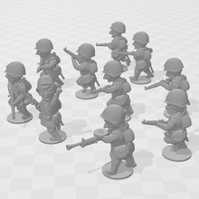 toonkrieg russian infantry squad 1 assaulting - wargaming3d miniature wargamming 1:56 / 28mm, cartoon, infantry, russian, ToonKrieg 3d print model - Mito3D