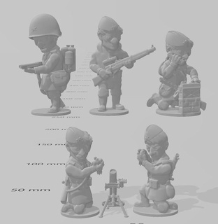 guerra tom russo especialistas wargaming3d desenho animado toon miniatura jogos 3d print model - Mito3D