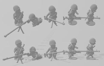 guerra tom russo tanque caçadores wargaming3d miniatura jogos desenho animado infantaria Toon Krieg WW 2 3d print model - Mito3D
