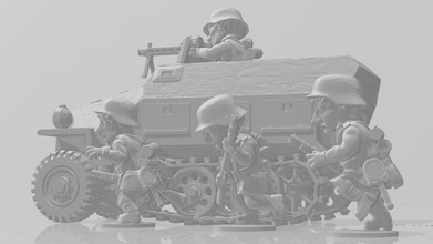 guerre tons sdkfz 251 mi parcours wargaming3d miniature wargaming 1 56 28mm dessin animé ToonKrieg WW 2 3d print model - Mito3D
