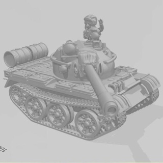 toonkrieg t55 - wargaming3d Categories: 1:56 / 28mm, 1945-1980: Postwar, 1980+: Modern, 3D PRINTABLES, Historically Accurate, Russia anime tank cartoon chibi q-model toon miniature wargamming 3d print model - Mito3D