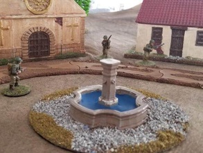 town fountain - wargaming3d 28mm miniature 3d print model - Mito3D