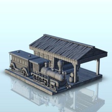 train station wagon locomotive 6 - wargaming3d miniature wargamming ACW, american, Architecture, civil, cowboy, desperados, old, war, west, Western 3d print model - Mito3D