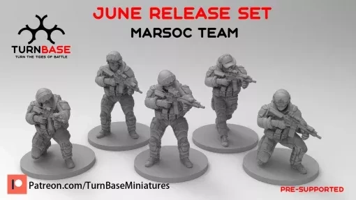 turnbase miniatures wargames- marsoc set - wargaming3d Category: Historically Accurate miniature wargamming 3d print model - Mito3D